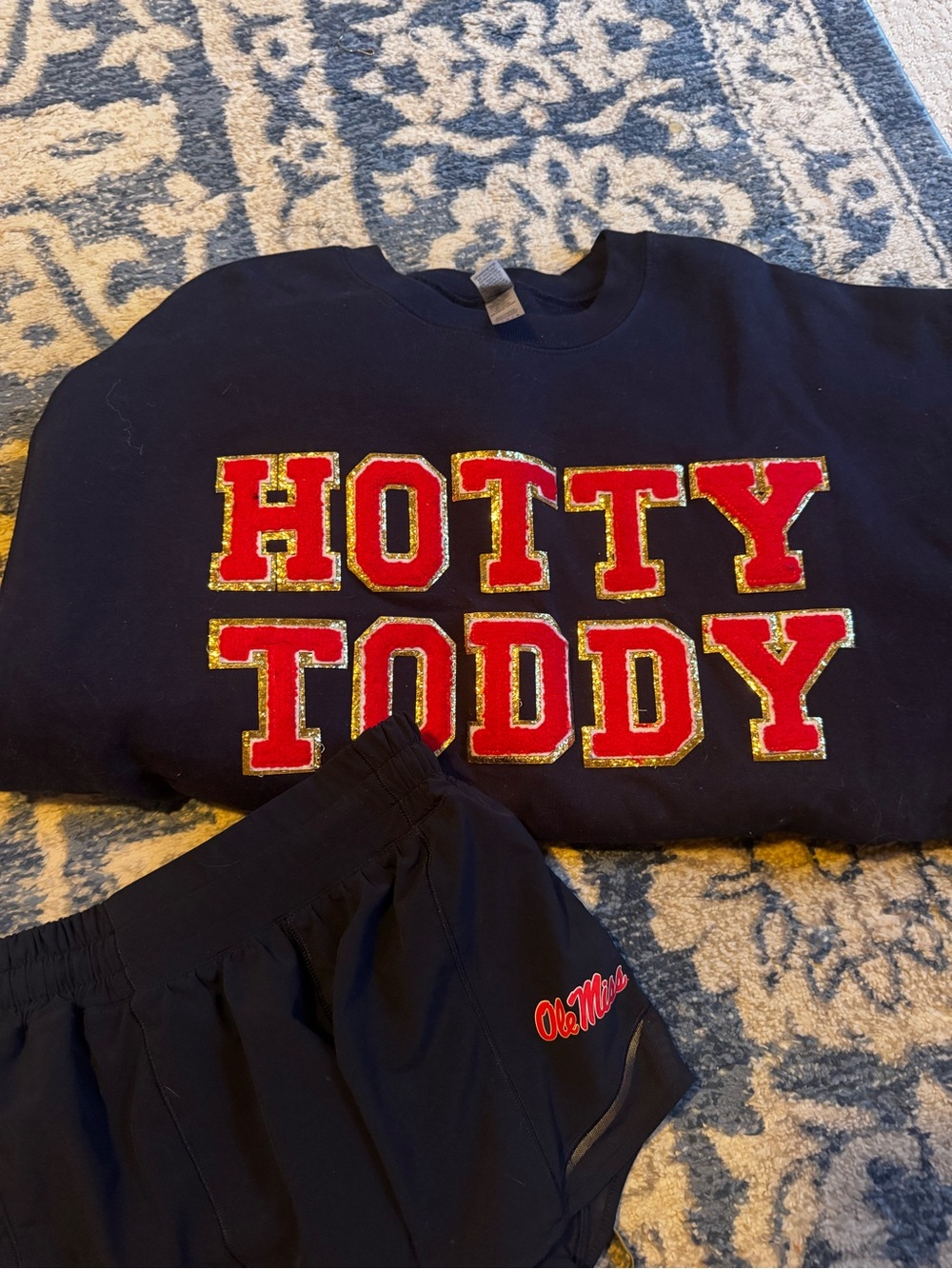 Black 'Hotty Toddy' Sweatshirt with Red & Gold Applique